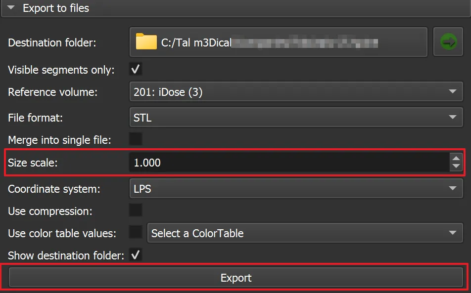 Exporting the segment to an STL file in 3D Slicer